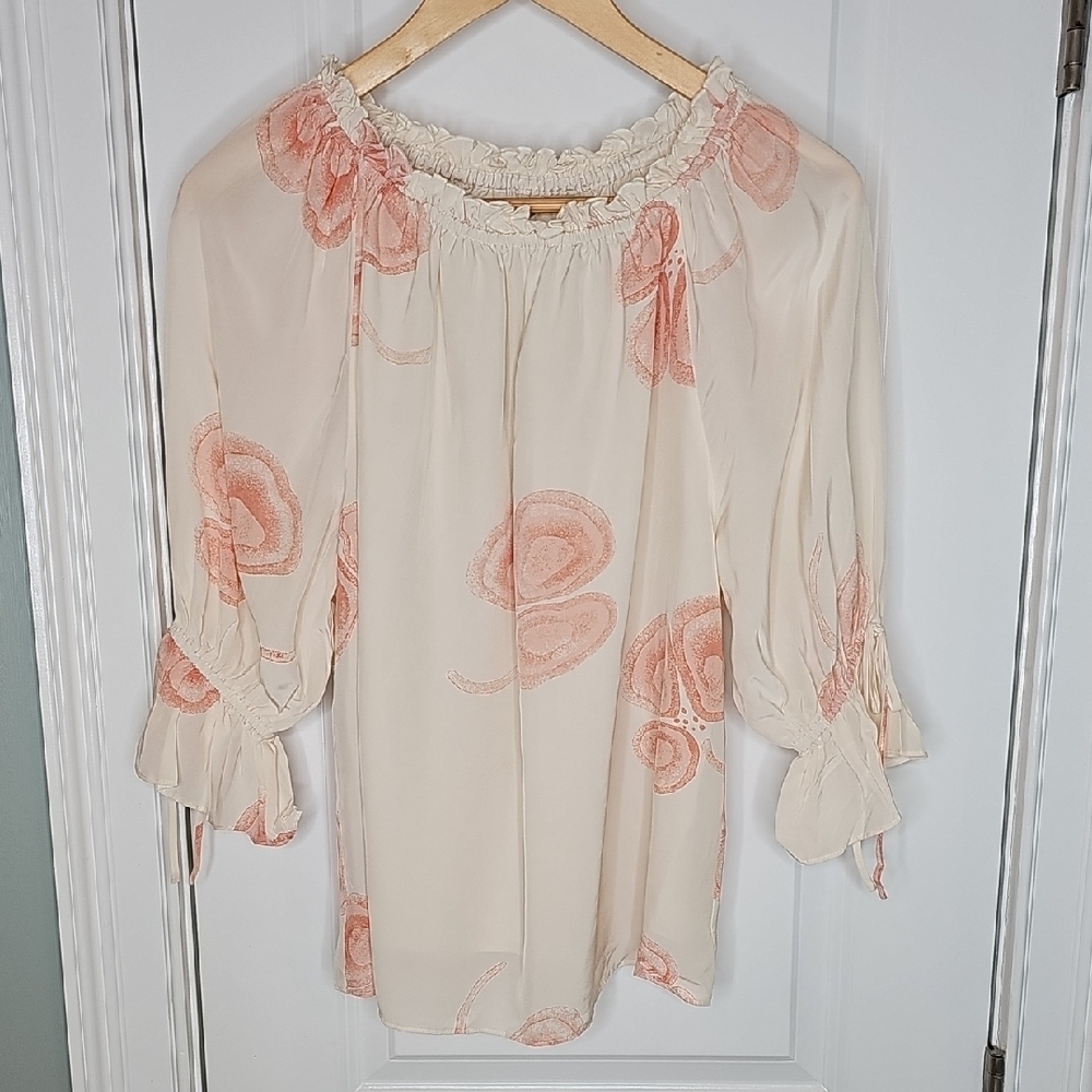 REISS Elise Floral Printed Bardot Top - Size 8 - Picture 2 of 5
